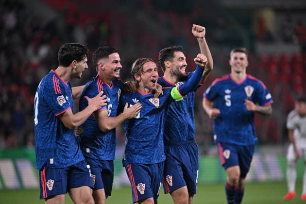Prague, 260926. Fortuna Arena football stadium. UEFA Nations League Matchday 1: Czech Republic vs. Croatia. Pictured: a goal, celebration by Croatia players. Photo: Damir Krajac CROPIX Copyright: xxDamirxKrajacx ceska_hrvatska76-260926