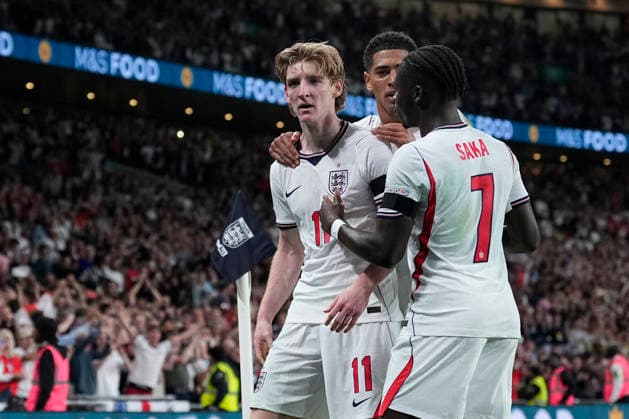 September 26, 2026, London, London, England: Anthony Gordon of England celebrates after scoring his team s first goal during the UEFA Nations League 2026 27 League Phase MD1 Group A3 match between England and Spain at Wembley Stadium on September 26, 2026, in London, England. England V Spain - UEFA Nations League 2026 27 League Phase MD1 Group A3  - ZUMAa181 20260926_zaa_a181_165 Copyright: xDennisxAgyemanx