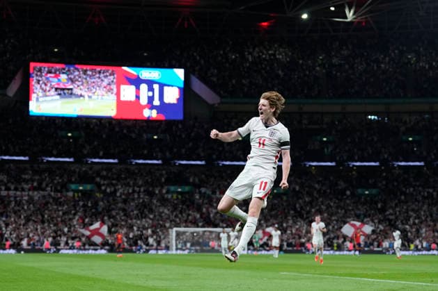 September 26, 2026, London, London, England: Anthony Gordon of England celebrates after scoring his team s first goal during the UEFA Nations League 2026 27 League Phase MD1 Group A3 match between England and Spain at Wembley Stadium on September 26, 2026, in London, England. London England - ZUMAa181 20260926_zaa_a181_175 Copyright: xDennisxAgyemanx