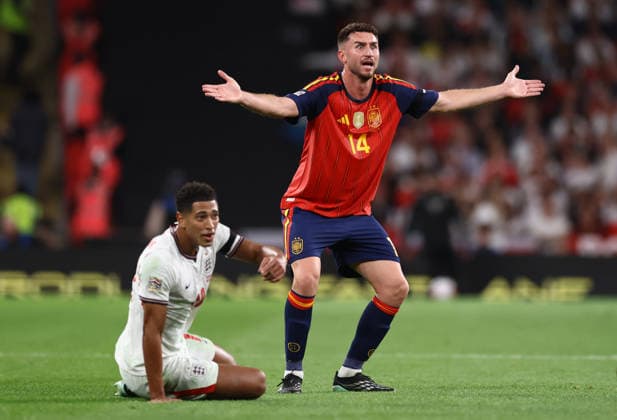 England gegen Spanien, 26. September 2026, London – UEFA Nations League: England gegen Spanien – Aymeric Laporte aus Spanien reagiert – Foto: Jacques Feeney – Abseits – London, Großbritannien  Copyright: xJacquesxFeeneyx xOffsidexOffside