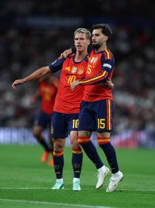 Alex Baena of Spain celebrates with. Dani Timo after he scores an equalising goal to make it 2-2 England v Spain - UEFA Nations League - League A - Group 3. Football. Wembley Stadium, London, UK. 26 SEP 2026Wembley Wembley Stadium LONDON United Kingdom  Copyright: xJASONPIX Shutterstockx 17171351ai