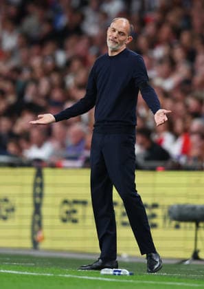 London, England, 26th September 2026. Thomas Tuchel, head coach of England, reacts during the England vs Spain UEFA Nations League match at Wembley Stadium, London. Picture credit should read: Paul Terry Sportimage EDITORIAL USE ONLY. No use with unauthorised audio, video, data, fixture lists, club league logos or live services. Online in-match use limited to 120 images, no video emulation. No use in betting, games or single club league player publications. SPI_083_PT_England_Spain SPI-5020-0082