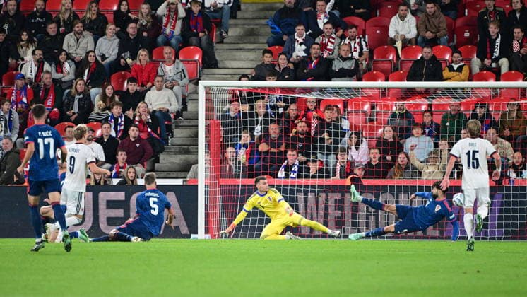 Adam Karabec (CZE), 2nd from left, scores during the UEFA Nations League, A3 group 1st round match: Czechia vs Croatia, in Prague, Czech Republic, on September 26, 2026. (CTKxPhoto MichalxKamaryt) CTKPhotoP2026092606625  CTKPhotoP2026092606625