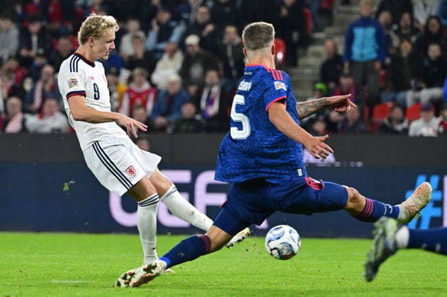 Adam Karabec (CZE), left, scores during the UEFA Nations League, A3 group 1st round match: Czechia vs Croatia, in Prague, Czech Republic, on September 26, 2026. (CTKxPhoto VitxSimanek) CTKPhotoP2026092606631  CTKPhotoP2026092606631