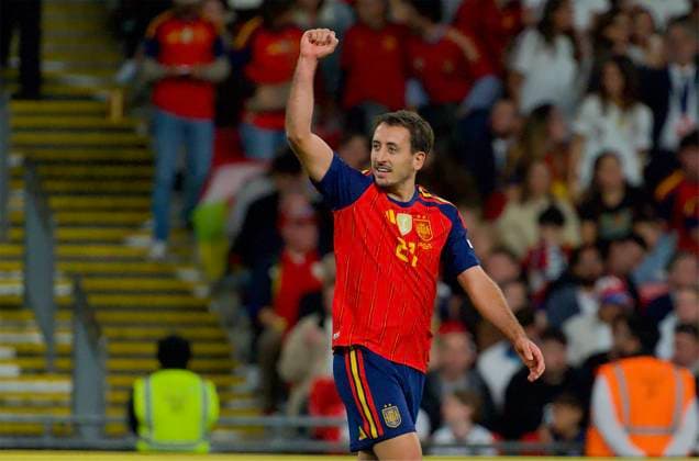RECORD DATE NOT STATED Football - UEFA Nations League - Group A3 - England v Spain LONDON, ENGLAND - Saturday, September 26, 2026: Spain s Mikel Oyarzabal celebrates after scoring the third goal during the UEFA Nations League Group A3 match between England and Spain at Wembley Stadium. (Photo by Thomas Major Propaganda) LONDON Wembley Stadium GREATER LONDON ENGLAND  Copyright: xThomasxMajorx 2026-09-26-England_v_Spain-099