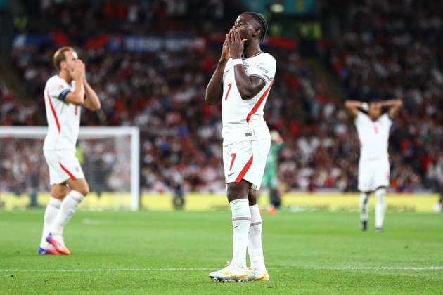 LONDON, ENGLAND, SEPTEMBER 26: Bukayo Saka of England dejects following a shot on goal during a UEFA Nations League Group 3 match between England and Spain at the Wembley Stadium on September 26, 2026 in London, England. (Photo by Zach Forster Sports Press Photo) Copyright: xZachxForster SportsxPressxPhotox Sportspressphoto_SPR240422