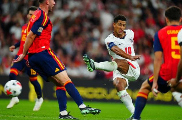 Jude Bellingham of England has a shot saved England v Spain, UEFA Nations League, Football, Wembley Stadium, London, UK - 26 Sep 2026London Wembley Stadium United Kingdom  Copyright: xJavierxGarcia Shutterstockx 17171102bf