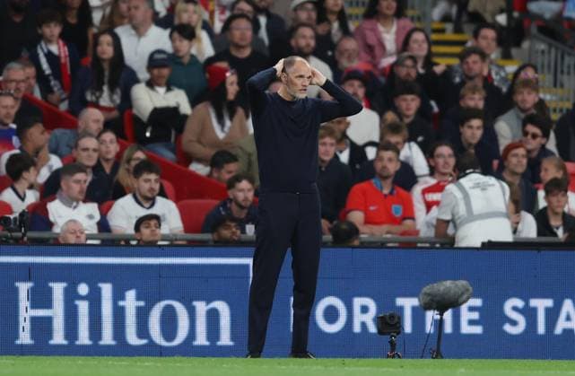 UEFA Nations League - England v Spain LONDON, ENGLAND, SEPTEMBER 26: Thomas Tuchel manager of England national team, Nationalteam looks disappointed & dejected during The UEFA Nations League Group Stage match in Group C3 between England v Spain at Wembley Stadium, London, England, on September 26. (Photo by Daniel Weir) London Wembley Stadium England Copyright: xDanielxWeir SportsxPressxPhotox Sportspressphoto_SPR240438