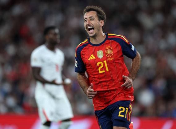 Mikel Oyarzabal of Spain celebrates after he scores Spains Third (3rd) goal to put Spain 3-2 up England v Spain - UEFA Nations League - League A - Group 3. Football. Wembley Stadium, London, UK. 26 SEP 2026Wembley Wembley Stadium LONDON United Kingdom  Copyright: xJASONPIX Shutterstockx 17171351al