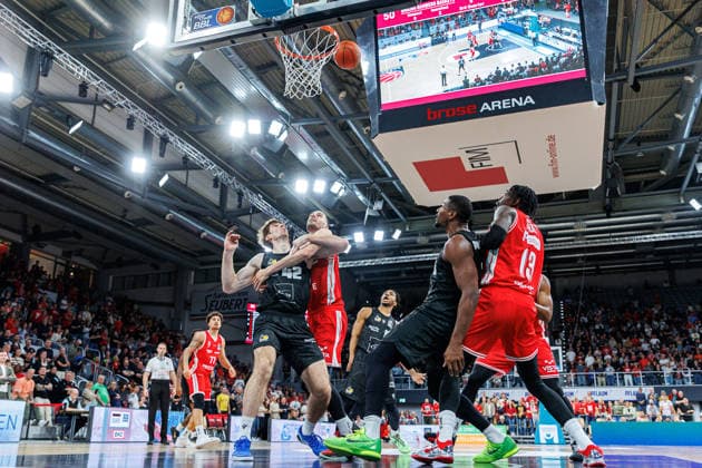 Thomas Rutherford, MHP Riesen Ludwigsburg, 42; Daniel Keppeler, BMA365 Bamberg Baskets, 31; Yorman Polas Bartolo, MHP Riesen Ludwigsburg, 13; Trevon Scott, BMA365 Bamberg Baskets, 13; BMA365 Bamberg Baskets vs. MHP RIESEN Ludwigsburg, Basketball, easyCredit BBL, Matchday 3, September 26, 2026 BMA365 Bamberg Baskets vs. MHP RIESEN Ludwigsburg, Basketball, easyCredit BBL, Matchday 3, September 26, 2026, Bamberg Copyright: xEibner-Pressefoto G.xSantemizx EP_EER