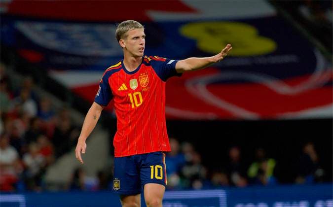 RECORD DATE NOT STATED Football - UEFA Nations League - Group A3 - England v Spain LONDON, ENGLAND - Saturday, September 26, 2026: Spain s Dani Olmo during the UEFA Nations League Group A3 match between England and Spain at Wembley Stadium. (Photo by Thomas Major Propaganda) LONDON Wembley Stadium GREATER LONDON ENGLAND  Copyright: xThomasxMajorx 2026-09-26-England_v_Spain-107
