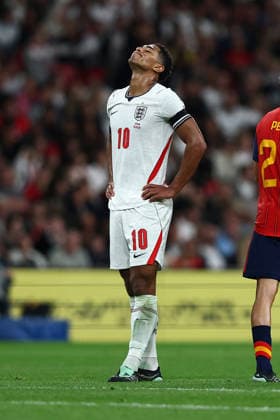 England v Spain, UEFA Nations League Jude Bellingham of England rues a missed chance to score during the England v Spain UEFA Nations League A Group 3 match at Wembley Stadium, London, England on 26 September 2026 Credit: Ian Stephen Every Second Media Editorial use only. All images are copyright Every Second Media Limited. No images may be reproduced without prior permission. Copyright: xIMAGO EveryxSecondxMediax ESM-2186-0035 IanxStephenx xEveryxSecondxMediax