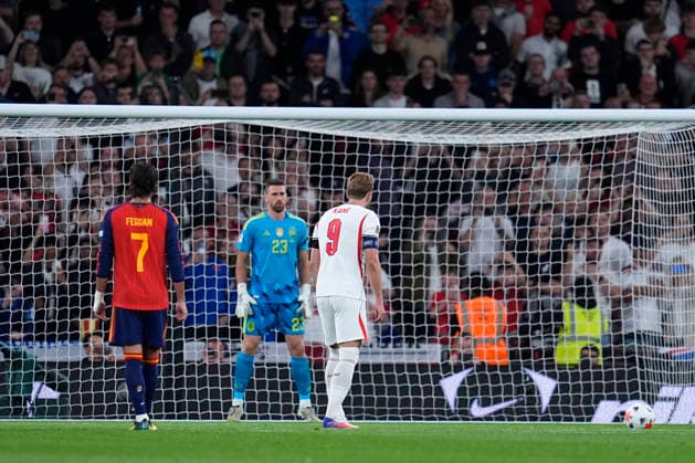 September 26, 2026, London, London, England: Harry Kane of England misses a penalty during the UEFA Nations League 2026 27 League Phase MD1 Group A3 match between England and Spain at Wembley Stadium on September 26, 2026, in London, England. England V Spain - UEFA Nations League 2026 27 League Phase MD1 Group A3  - ZUMAa181 20260926_zaa_a181_196 Copyright: xDennisxAgyemanx