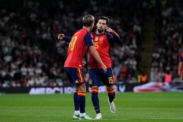 September 26, 2026, London, London, England: Alex Baena of Spain celebrates after scoring his team s second goal during the UEFA Nations League 2026 27 League Phase MD1 Group A3 match between England and Spain at Wembley Stadium on September 26, 2026, in London, England. England V Spain - UEFA Nations League 2026 27 League Phase MD1 Group A3  - ZUMAa181 20260926_zaa_a181_199 Copyright: xDennisxAgyemanx