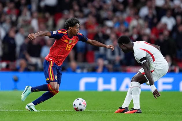 September 26, 2026, London, London, England: Lamine Yamal of Spain in action during the UEFA Nations League 2026 27 League Phase MD1 Group A3 match between England and Spain at Wembley Stadium on September 26, 2026, in London, England. England V Spain - UEFA Nations League 2026 27 League Phase MD1 Group A3  - ZUMAa181 20260926_zaa_a181_205 Copyright: xDennisxAgyemanx