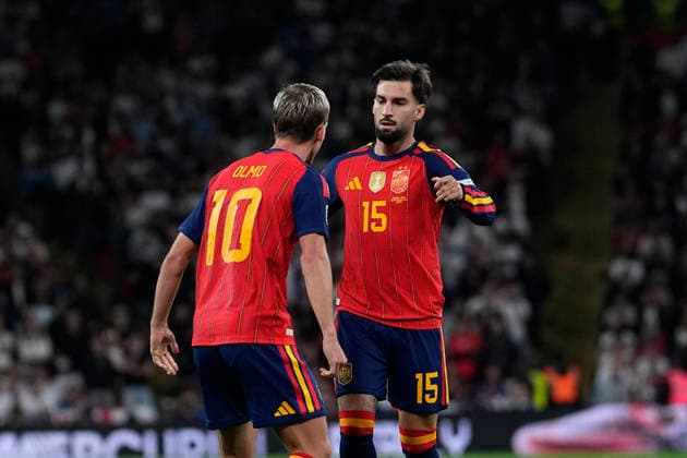 September 26, 2026, London, London, England: Alex Baena of Spain celebrates after scoring his team s second goal during the UEFA Nations League 2026 27 League Phase MD1 Group A3 match between England and Spain at Wembley Stadium on September 26, 2026, in London, England. England V Spain - UEFA Nations League 2026 27 League Phase MD1 Group A3  - ZUMAa181 20260926_zaa_a181_206 Copyright: xDennisxAgyemanx