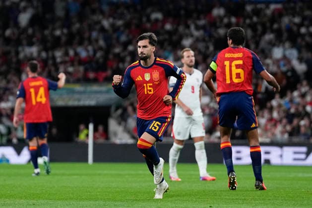 September 26, 2026, London, London, England: Alex Baena of Spain celebrates after scoring his team s second goal during the UEFA Nations League 2026 27 League Phase MD1 Group A3 match between England and Spain at Wembley Stadium on September 26, 2026, in London, England. England V Spain - UEFA Nations League 2026 27 League Phase MD1 Group A3  - ZUMAa181 20260926_zaa_a181_207 Copyright: xDennisxAgyemanx