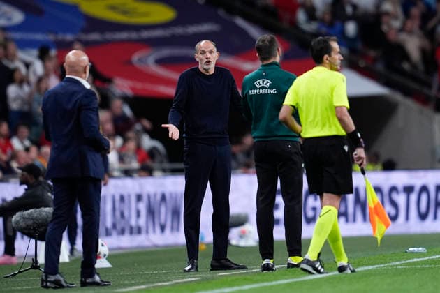 September 26, 2026, London, London, England: Thomas Tuchel, head coach of England, protests during the UEFA Nations League 2026 27 League Phase MD1 Group A3 match between England and Spain at Wembley Stadium on September 26, 2026, in London, England. England V Spain - UEFA Nations League 2026 27 League Phase MD1 Group A3  - ZUMAa181 20260926_zaa_a181_211 Copyright: xDennisxAgyemanx