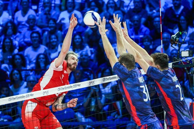 26.09.2026 MEDIOLAN WLOCHY ( MILAN ITALIA ) UNIPOL FORUM SIATKOWKA MEZCZYZN MISTRZOSTWA EUROPY W SIATKOWCE FINAL RUNDA FINALOWA ( CEV EUROVOLLEY 2026 MEN FINAL ROUND FINAL MATCHES MEN S VOLLEYBALL GAME POLAND - FRANCE ) MECZ POLSKA - FRANCJA NZ. (L) TOMASZ FORNAL ATAK FOTO JAKUB PIASECKI CYFRASPORT NEWSPIX.PL --- newspix.pl 