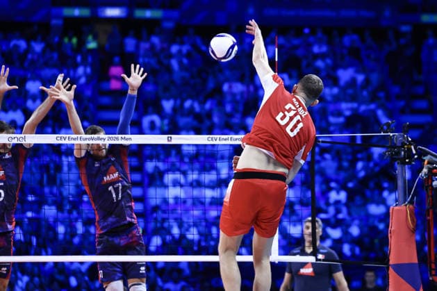 IPA89009423 - Attack by 30 Bart?omiej Bo??d? (Poland) during the CEV Enel EuroVolley 2026 Gold Medal Final between Poland and France at the Unipol Forum in Milan, Italy, on September 26, 2026, during EuroVolley 2026 - Gold Medal Final - France vs. Poland, CEV EuroVolley Men’s match in Assago (MI), Italy, September 26, 2026  Copyright: xValerioxOrigo IPAxSportx xx IPA89009423