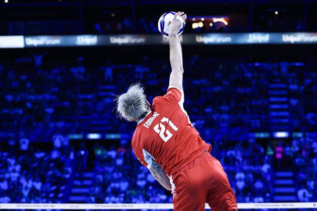 IPA89009407 - 21 Tomasz Fornal (Poland) serving during the CEV Enel EuroVolley 2026 Gold Medal Final between Poland and France at the Unipol Forum in Milan, Italy, on September 26, 2026, during EuroVolley 2026 - Gold Medal Final - France vs. Poland, CEV EuroVolley Men’s match in Assago (MI), Italy, September 26, 2026  Copyright: xValerioxOrigo IPAxSportx xx IPA89009407
