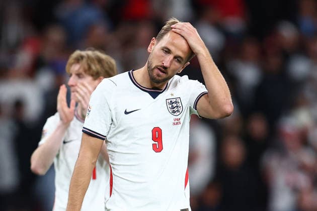 London, England, 26th September 2026. Harry Kane of England looks dejected after the England vs Spain UEFA Nations League match at Wembley Stadium, London. Picture credit should read: Paul Terry Sportimage EDITORIAL USE ONLY. No use with unauthorised audio, video, data, fixture lists, club league logos or live services. Online in-match use limited to 120 images, no video emulation. No use in betting, games or single club league player publications. SPI_092_PT_England_Spain SPI-5020-0091