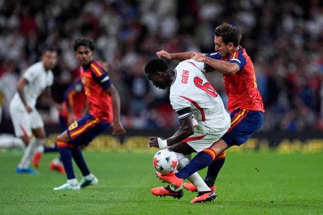 September 26, 2026, London, London, England: Marc Guehi of England and Mikel Oyarzabal of Spain in action during the UEFA Nations League 2026 27 League Phase MD1 Group A3 match between England and Spain at Wembley Stadium on September 26, 2026, in London, England. England V Spain - UEFA Nations League 2026 27 League Phase MD1 Group A3  - ZUMAa181 20260926_zaa_a181_212 Copyright: xDennisxAgyemanx