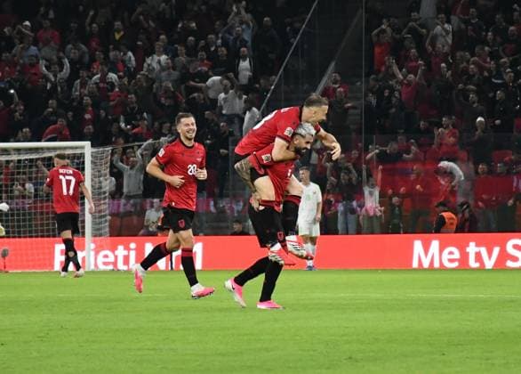 Albania v Belarus - UEFA Nations League TIRANA, ALBANIA - SEPTEMBER 26: Players of Albania celebrate after score a goal during the UEFA Nations League 2026 27 group phase C Group match between Albania and Bearus at the Air Albania Stadium in Tirana, Albania on September 26, 2026. Olsi Shehu Anadolu Tirana Albania. Editorial use only. Please get in touch for any other usage.  Copyright: x2026xAnadoluxOlsixShehux