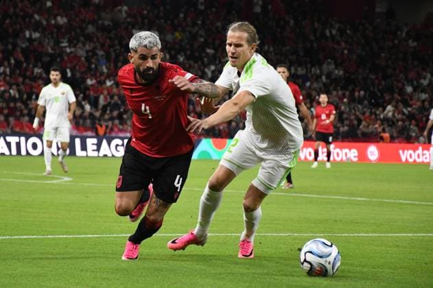 Albania v Belarus - UEFA Nations League TIRANA, ALBANIA - SEPTEMBER 26: Elseid Hysaj (4) of Albania in action during the UEFA Nations League 2026 27 group phase C Group match between Albania and Bearus at the Air Albania Stadium in Tirana, Albania on September 26, 2026. Olsi Shehu Anadolu Tirana Albania. Editorial use only. Please get in touch for any other usage.  Copyright: x2026xAnadoluxOlsixShehux