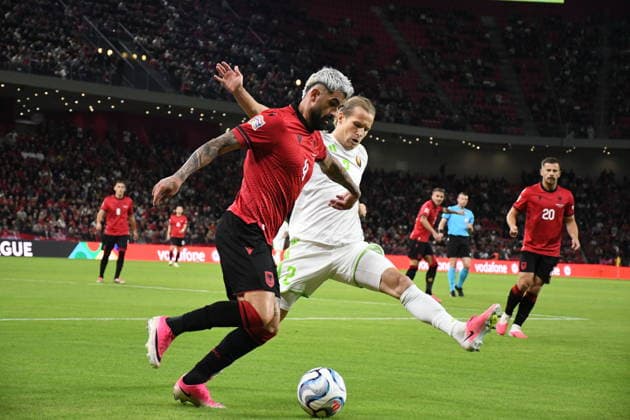 Albania v Belarus - UEFA Nations League TIRANA, ALBANIA - SEPTEMBER 26: Elseid Hysaj (4) of Albania in action during the UEFA Nations League 2026 27 group phase C Group match between Albania and Bearus at the Air Albania Stadium in Tirana, Albania on September 26, 2026. Olsi Shehu Anadolu Tirana Albania. Editorial use only. Please get in touch for any other usage.  Copyright: x2026xAnadoluxOlsixShehux