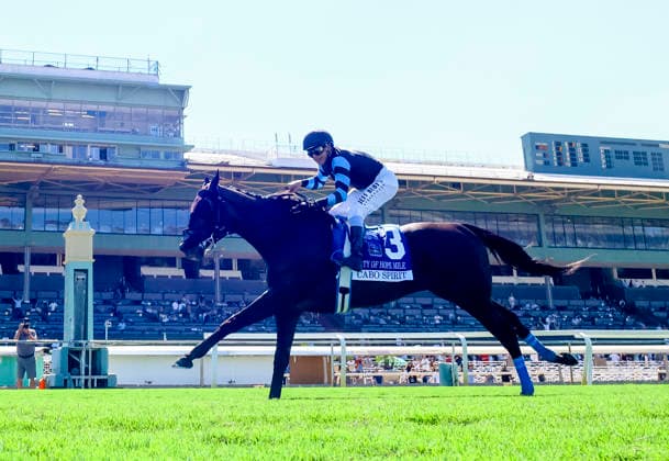 September 26, 2026, Arcadia, Ca, USA: Cabo Spirit (3) ridden by Mike Smith wins the City of Hope Mile Stakes (Grade 2) on Goodwood Stakes Day at Santa Anita Park in Arcadia, California on September 26, 2026. Eclipse Sportswire CSM CSM Arcadia USA - ZUMAcs17 20260926_faf_cs17_026 Copyright: xDanxBirchx