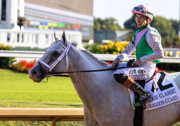 September 26, 2026, USA: Dragoon Guard (2) ridden by Tyler Gaffalione wins the Lukas Classic Stakes at Churchill Downs on September 26, 2026. Candice Chavez Eclipse Sportswire CSM USA - ZUMAcs17 20260926_faf_cs17_048 Copyright: x {Serialx