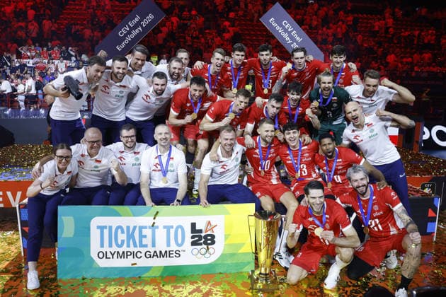 IPA89012762 - Team Poland s gold medal during the CEV Enel EuroVolley 2026 Gold Final between Poland and France at the Unipol Forum on September 26, 2026, in Milan, Italy.  Copyright: xRichardxMorgano IPAxSportx xx IPA89012762