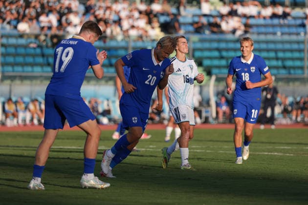 San Marino v Finland - UEFA Nations League - Season 2026-2027 Serravalle, Italy, 26th September 2026. Joel Pohjanpalo of Finland reacts after scoring to give the visitors a 1-0 lead during the San Marino vs Finland UEFA Nations League match at San Marino Stadium, Serravalle. Picture credit should read: Jonathan Moscrop Serravalle San Marino Stadium San Marino