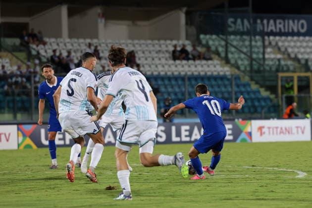 San Marino v Finland - UEFA Nations League - Season 2026-2027 Serravalle, Italy, 26th September 2026. Leo Walta of Finland scores his second goal during the San Marino vs Finland UEFA Nations League match at San Marino Stadium, Serravalle. Picture credit should read: Jonathan Moscrop Serravalle San Marino Stadium San Marino