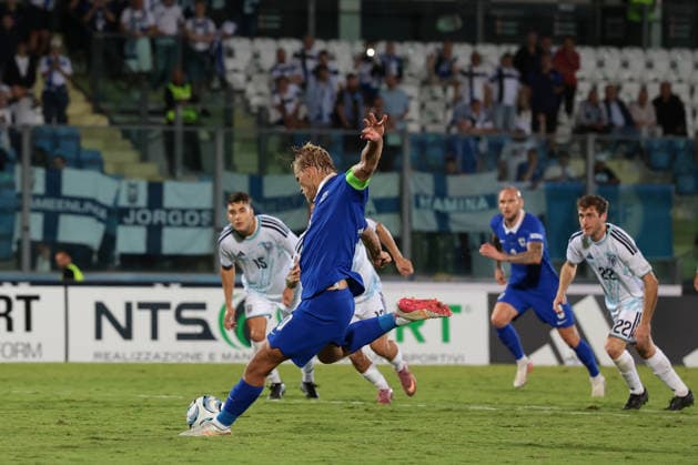 San Marino v Finland - UEFA Nations League - Season 2026-2027 Serravalle, Italy, 26th September 2026. Leo Walta of Finland scores his second goal to give the visitors a 5-0 lead during the San Marino vs Finland UEFA Nations League match at San Marino Stadium, Serravalle. Picture credit should read: Jonathan Moscrop Serravalle San Marino Stadium San Marino