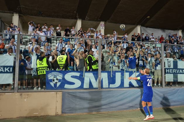 San Marino v Finland - UEFA Nations League - Season 2026-2027 Serravalle, Italy, 26th September 2026. Joel Pohjanpalo of Finland retrieves a megaphone before signing following the San Marino vs Finland UEFA Nations League match at San Marino Stadium, Serravalle. Picture credit should read: Jonathan Moscrop Serravalle San Marino Stadium San Marino