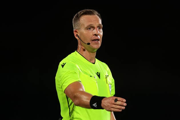 San Marino v Finland - UEFA Nations League - Season 2026-2027 Serravalle, Italy, 26th September 2026. The Referee Nathan Verboomen of Belgium reacts during the San Marino vs Finland UEFA Nations League match at San Marino Stadium, Serravalle. Picture credit should read: Jonathan Moscrop Serravalle San Marino Stadium San Marino