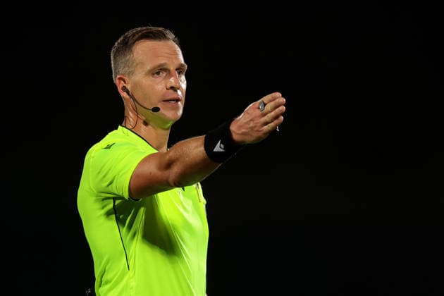 San Marino v Finland - UEFA Nations League - Season 2026-2027 Serravalle, Italy, 26th September 2026. The Referee Nathan Verboomen of Belgium reacts during the San Marino vs Finland UEFA Nations League match at San Marino Stadium, Serravalle. Picture credit should read: Jonathan Moscrop Serravalle San Marino Stadium San Marino