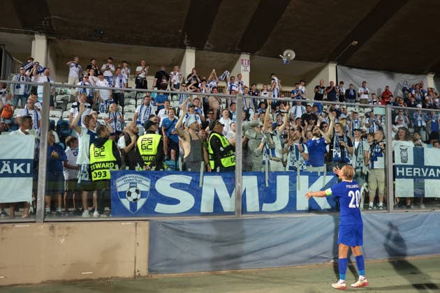 San Marino v Finland - UEFA Nations League - Season 2026-2027 Serravalle, Italy, 26th September 2026. Joel Pohjanpalo of Finland throws a megaphone back to fans following the San Marino vs Finland UEFA Nations League match at San Marino Stadium, Serravalle. Picture credit should read: Jonathan Moscrop Serravalle San Marino Stadium San Marino