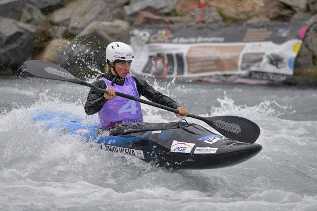 IPA89013924 - Ivrea, Italy, September 26, 2026—Paddle Europe Slalom Championships 2026 Women s Kayak Cross Individual Time Trial at the Canoe Stadium in Ivrea—Klaudia Zwolinska_4_(POL) in action during the 2026 Paddle Europe Slalom Championships Women s Kayak Cross Individual Time Trial at the Ivrea Stadium  Copyright: xTonelloxAbozzi IPAxSportx xx IPA89013924