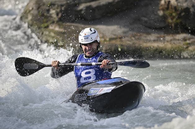 IPA89013958 - Ivrea, Italy, September 26, 2026—2026 Paddle Europe Slalom Championships: Men’s Kayak Cross Individual Time Trial at the Canoe Stadium in Ivrea—Ochoa Manuel_8_(ESP) in action during the 2026 Paddle Europe Slalom Championships men s Kayak Cross Individual Time Trial at the Ivrea Stadium  Copyright: xTonelloxAbozzi IPAxSportx xx IPA89013958