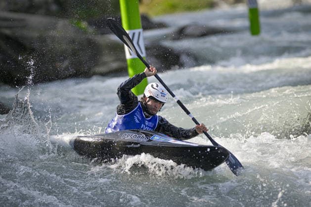 IPA89013966 - Ivrea, Italy, September 26, 2026—2026 Paddle Europe Slalom Championships, Men’s Kayak Cross Individual Time Trial at the Ivrea Canoe Stadium—Manuel Ochoa_8_(ESP) in action during the 2026 Paddle Europe Slalom Championships men s Kayak Cross Individual Time Trial at the Ivrea Stadium  Copyright: xTonelloxAbozzi IPAxSportx xx IPA89013966