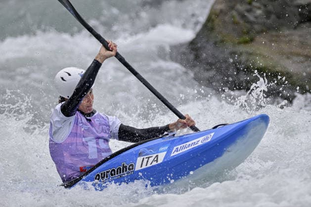 IPA89014059 - Ivrea, Italy, September 26, 2026—2026 Paddle Europe Slalom Championships: Women s Kayak Cross Individual Time Trial at the Canoe Stadium in Ivrea—Chiara Sabattini_19_(ITA) in action during the 2026 Paddle Europe Slalom Championships Women’s Kayak Cross Individual Time Trial at the Ivrea Stadium  Copyright: xTonelloxAbozzi IPAxSportx xx IPA89014059