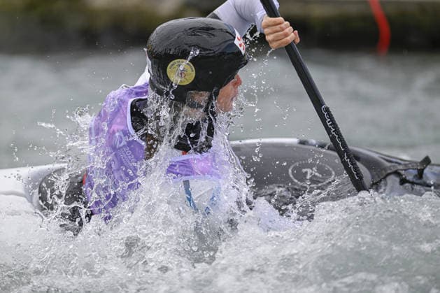 IPA89014075 - Ivrea, Italy, September 26, 2026—2026 Paddle Europe Slalom Championships: Women s Kayak Cross Individual Time Trial at the Canoe Stadium in Ivrea—Delassus Marjorie_20_(FRA) in action during the 2026 Paddle Europe Slalom Championships Women s Kayak Cross Individual Time Trial at the Ivrea Stadium  Copyright: xTonelloxAbozzi IPAxSportx xx IPA89014075