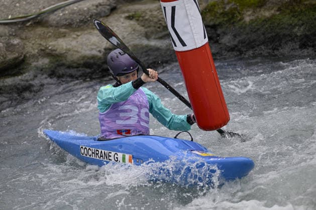 IPA89014077 - Ivrea, Italy, September 26, 2026—Paddle Europe Slalom Championships 2026 Women s Kayak Cross Individual Time Trial at the Canoe Stadium in Ivrea—Georgina Cochrane_39_(IRL) in action during the 2026 Paddle Europe Slalom Championships Women’s Kayak Cross Individual Time Trial at the Ivrea Stadium  Copyright: xTonelloxAbozzi IPAxSportx xx IPA89014077