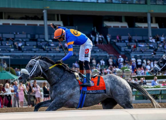 September 26, 2026, Arcadia, Ca, USA: Forged Steel (7) ridden by Edwin Gonzalez wins the Goodwood Stakes (Grade 1) at Santa Anita Park in Arcadia, California on September 26, 2026. Eclipse Sportswire CSM CSM HORSE RACING 2026: Goodwood Stakes Day Santa Anita SEP 26  - ZUMAcs17 20260926_faf_cs17_070 Copyright: xDanxBirchx
