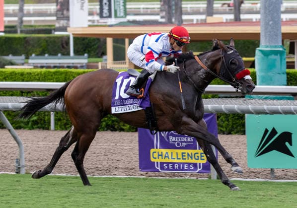 September 26, 2026, Arcadia, Ca, USA: Little Opal (10) ridden by Emisael Jaramillo wins the John C. Harris Stakes (Grade 3) on Goodwood Stakes Day at Santa Anita Park in Arcadia, California on September 26, 2026. Lindsay Affleck Eclipse Sportswire CSM CSM HORSE RACING 2026: Goodwood Stakes Day Santa Anita SEP 26  - ZUMAcs17 20260926_faf_cs17_073 Copyright: x 232054000806x