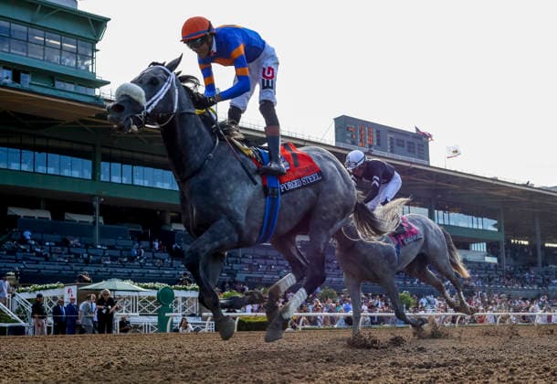 September 26, 2026, Arcadia, Ca, USA: Forged Steel (7) ridden by Edwin Gonzalez wins the Goodwood Stakes (Grade 1) at Santa Anita Park in Arcadia, California on September 26, 2026. Eclipse Sportswire CSM CSM HORSE RACING 2026: Goodwood Stakes Day Santa Anita SEP 26  - ZUMAcs17 20260926_faf_cs17_074 Copyright: xDanxBirchx