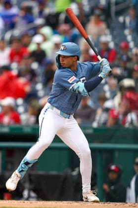 September 26, 2026, Washington D.C, District Of Columbia, United States: Washington, DC; Washington Nationals left fielder Daylen Lile (4) bats during a Major League Baseball game against the New York Mets at Nationals Park on Saturday, September 26, 2026. The Mets beat the Nationals 7-1. MLB, Baseball Herren, USA New York Mets 7:1 Washington Nationals  - ZUMAp258 20260926_znp_p258_001 Copyright: xStevexPrakopex
